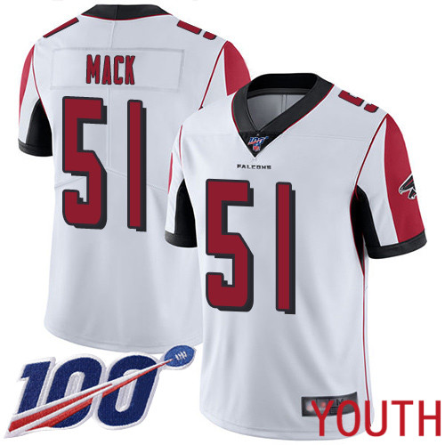 Atlanta Falcons Limited White Youth Alex Mack Road Jersey NFL Football #51 100th Season Vapor Untouchable->atlanta falcons->NFL Jersey